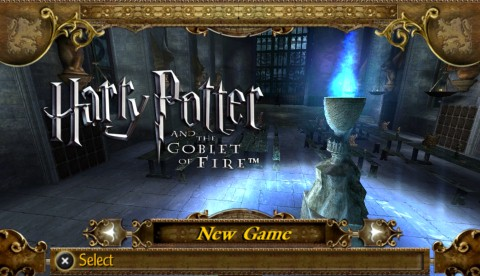 Harry Potter and the Goblet of Fire title screen for PSP
